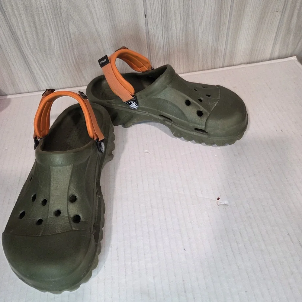 Crocs Unisex Off Road Sport Green /Orange Slip On Clogs Shoe Size M7 /W9